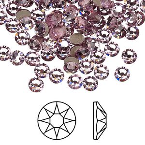 Flat back 1440pk light amethyst foil back, Swarovski&reg; 4.6-4.8mm rose round SS20 2088