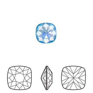 Fancy stone 1pk crystal ultra blue AB, Crystal Passions&reg; 10mm cushion 4470