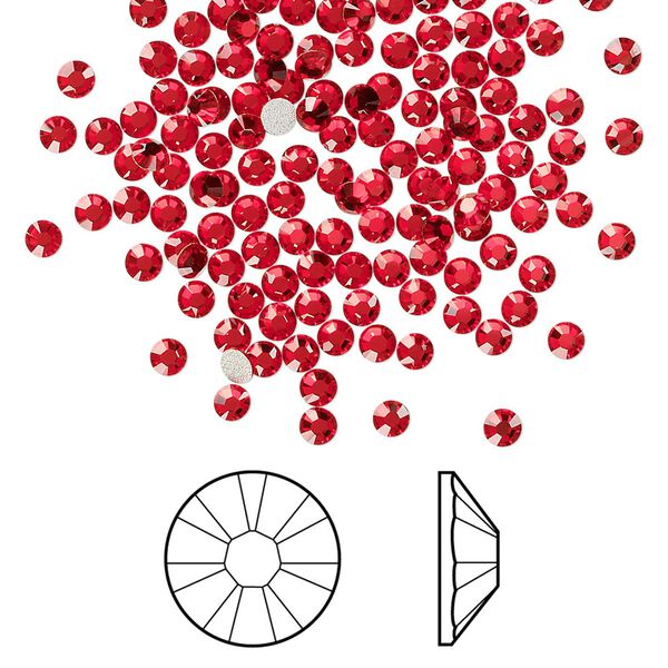 Flat back 1440pk light Siam foil back, Swarovski&reg; 2.5-2.7mm rose round SS9 2058 image number 0