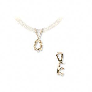 Pendant, Snap-Tite&reg;, 14Kt gold, 6x4mm 6-prong pear setting. Sold individually.
