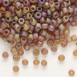 Seed bead, Dyna-Mites&trade;, glass, transparent frosted rainbow root beer, #6 round. Sold per 1/2 kilogram pkg.