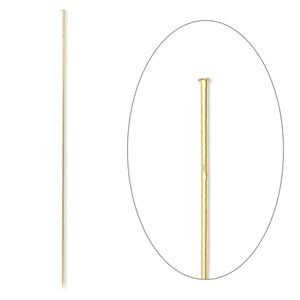 Stick pin 1pkg10 gold-finished, 5 inch, 18 gauge brass