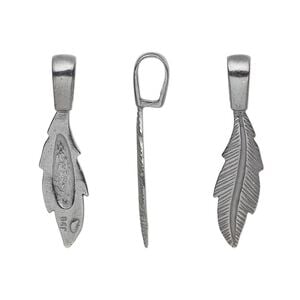 Bail, JBB Findings, glue-on, gunmetal-plated brass, 29x7mm with 20.5x7mm feather flat base. Sold individually.