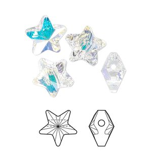 Bead 4pk crystal AB, Crystal Passions&reg; 12mm star 5714