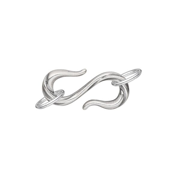 Clasp S-hook 1pkg1 silver-plated pewter (tin alloy), 22x10mm / 8mm 16 gauge closed jump ring, antique JBB Findings 1-strand image number 0