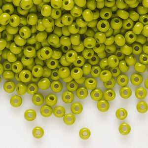 Seed bead, Preciosa Ornela Czech glass, pkg/50g, #8 rocaille, opaque wasabi green, (53430).