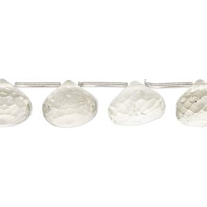 Green quartz 1pkg13, hand-cut top-drilled faceted teardrop bead 11x8mm-12x10mm