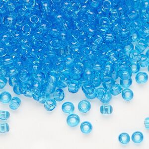 Seed bead, Dyna-Mites&trade;, glass, transparent light turquoise blue, #6 round. Sold per 1/2 kilogram pkg.