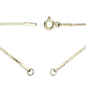Chain 1pkg1 sterling silver box, 1.1mm necklace component / 3.5mm jump ring / springring clasp, "vermeil" 16.75 inch