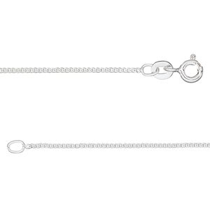 Chain 1pkg1 sterling silver curb, 1mm / mixed clasp, Gossamer&trade; 16 inch