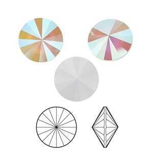 Chaton 2pk crystal powder grey AB, Crystal Passions&reg; 14mm rivoli 1122