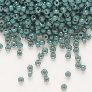 Seed bead, Miyuki, glass, pkg/50g, #8 rocaille, Duracoat&reg; opaque outside dyed eucalyptus, (RR-4481).