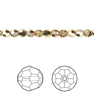 Bead 1pkg144 crystal aurum, Crystal Passions&reg; 4mm round 5000