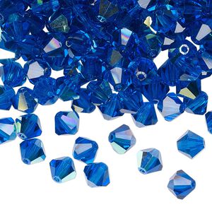 Bead 288pk Capri blue AB, Preciosa Czech crystal 6mm bicone