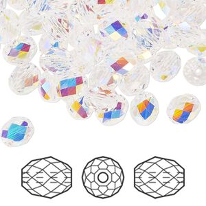 Bead 288pk crystal AB, Swarovski&reg; 7x6mm olive briolette 5044