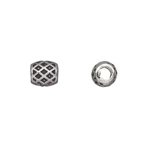 Bead 1pkg20 silver-plated "pewter", 8x7mm barrel, antique