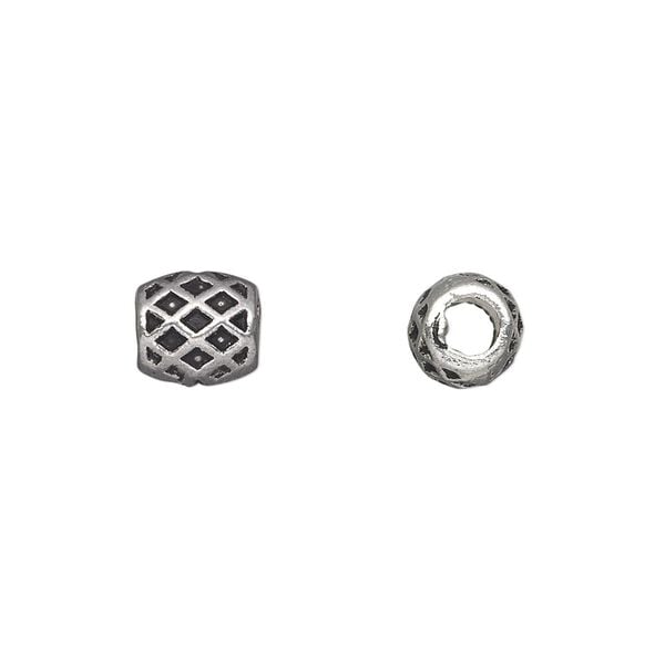 Bead 1pkg20 silver-plated "pewter", 8x7mm barrel, antique image number 0