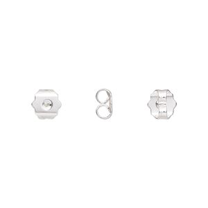 Earnut 1pkg20 silver-plated, 6x6mm star, brass 10 pair