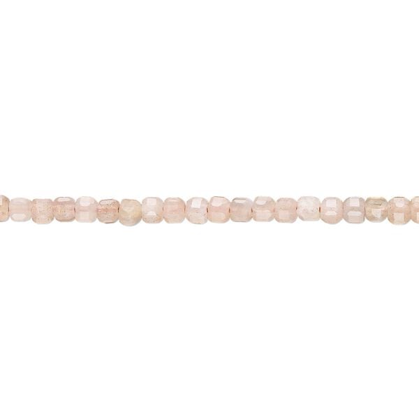 Peach moonstone 1pkg1, faceted cube bead natural 15.5-16 inch 2-2.5mm image number 0