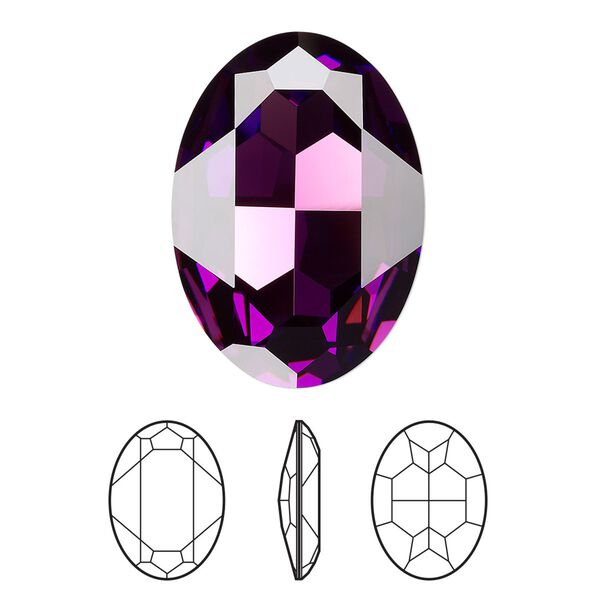 Fancy stone 24pk amethyst foil back, Swarovski&reg; 30x22mm oval 4127 image number 0