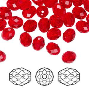 Bead 288pk light siam, Swarovski&reg; 7x6mm olive briolette 5044