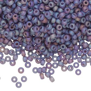 Seed bead, Miyuki, glass, pkg/50g, #8 rocaille, translucent matte rainbow light amethyst, (RR-157FR).
