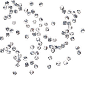 Bead 1pkg100 Czech fire-polished glass, metallic silver, 2mm faceted round.