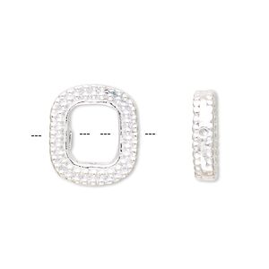 Bead frame 1pkg1 sterling silver, 16x14mm rectangle / fits up to 6mm bead