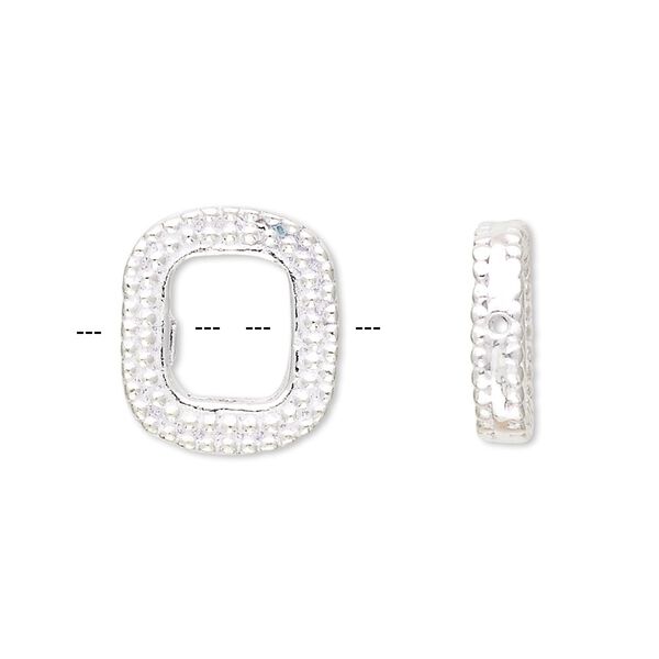 Bead frame 1pkg1 sterling silver, 16x14mm rectangle / fits up to 6mm bead image number 0
