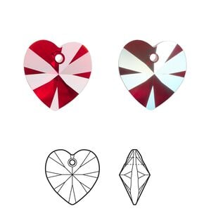 Drop 2pk Siam AB, Crystal Passions&reg; 14mm pendant heart 6228