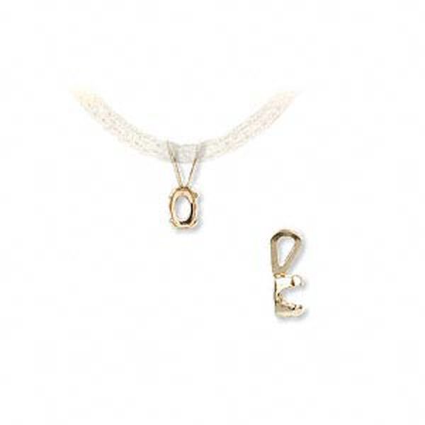 Pendant, Snap-Tite&reg;, 14Kt gold, 5x3mm 4-prong oval setting. Sold individually. image number 0