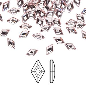 Flat back 288pk light rose foil back, Swarovski&reg; 6.6x3.9mm diamond 2773