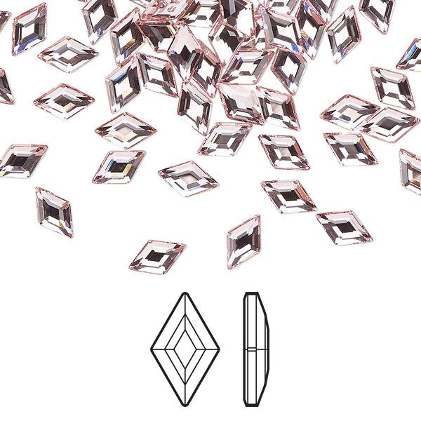 Flat back 288pk light rose foil back, Swarovski&reg; 6.6x3.9mm diamond 2773 image number 0