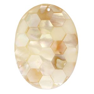 Focal, black lip shell / gold lip shell / mother-of-pearl shell (assembled) 1pkg1, 38x28mm-40x30mm single-sided oval.