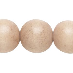 Bead, Taiwanese cheesewood (dyed / waxed), light mauve, 19-20mm round. Sold per 15-1/2" to 16" strand.