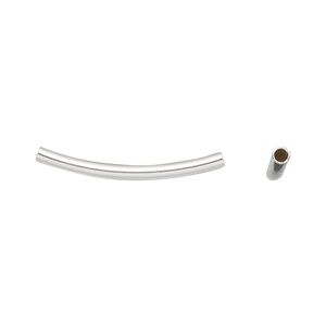Bead 1pkg2 sterling silver, 25x2mm curved tube