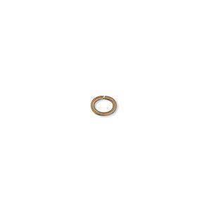 Jump ring 1pkg100 gold-plated, 6x4mm oval, 18 gauge / 4.1x2mm inside diameter / brass / antique