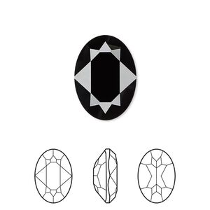 Fancy stone 48pk jet, Swarovski&reg; 18x13mm oval 4120