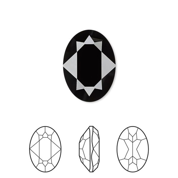 Fancy stone 48pk jet, Swarovski&reg; 18x13mm oval 4120 image number 0