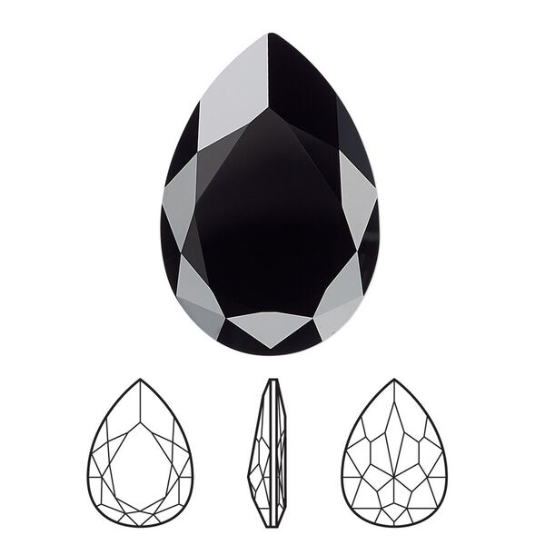 Fancy stone 24pk jet, Swarovski&reg; 30x20mm pear 4327 image number 0