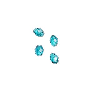 Bead 4pk blue zircon, Crystal Passions&reg; 5x4mm olive briolette 5044