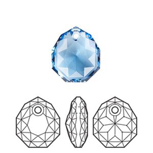 Drop 1pk cool blue, Crystal Passions&reg; Regenerated 16mm pendant majestic 6436