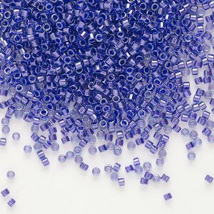 Seed bead, Delica&reg;, glass, pkg/7.5g, #11 round, translucent purple-lined luster aqua (DB-0284).