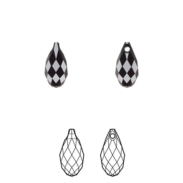 Briolette 144pk jet, Swarovski&reg; 11x5.5mm pendant drop 6010 image number 0