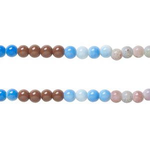 Bead, coated glass, opaque mixed colors, 8 - 8.5mm round. Sold per pkg of (2) 7-inch strands.