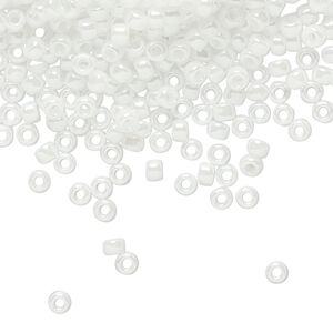 Seed bead, TOHO BEADS&reg;, glass, pkg/250g, #8 round, opaque luster white (TR-08-121).