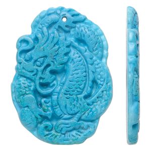 Magnesite 1pkg1, hand-cut carved dragon focal 47x36mm