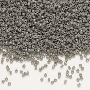 Seed bead, Miyuki, glass, pkg/250g, #15 rocaille, opaque grey, (RR-499).