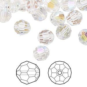 Bead 288pk crystal shimmer, Swarovski&reg; 8mm round 5000