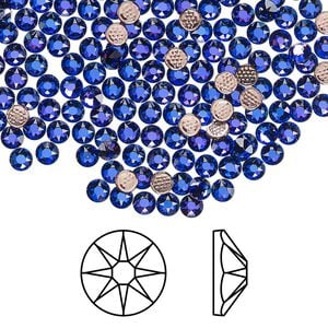 Flat back 144pk crystal heliotrope foil back, Crystal Passions&reg; hotfix 3-3.2mm round SS12 2078